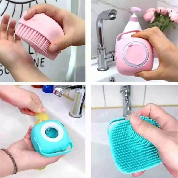 Silicone Bath & Body Shower Brush with Liquid Soap Dispenser (Random Color)