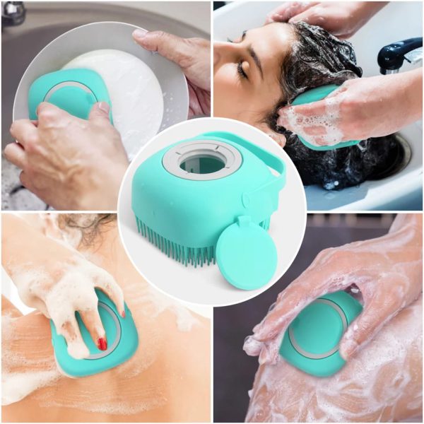 Silicone Bath & Body Shower Brush with Liquid Soap Dispenser (Random Color)