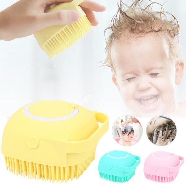 Silicone Bath & Body Shower Brush with Liquid Soap Dispenser (Random Color)